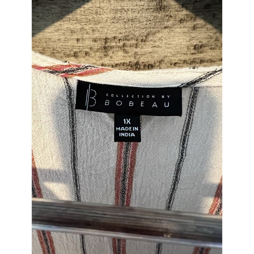 Collection by Bobeau Women's Tank 1XL Striped Linen-Feel Top - Picture 5 of 8